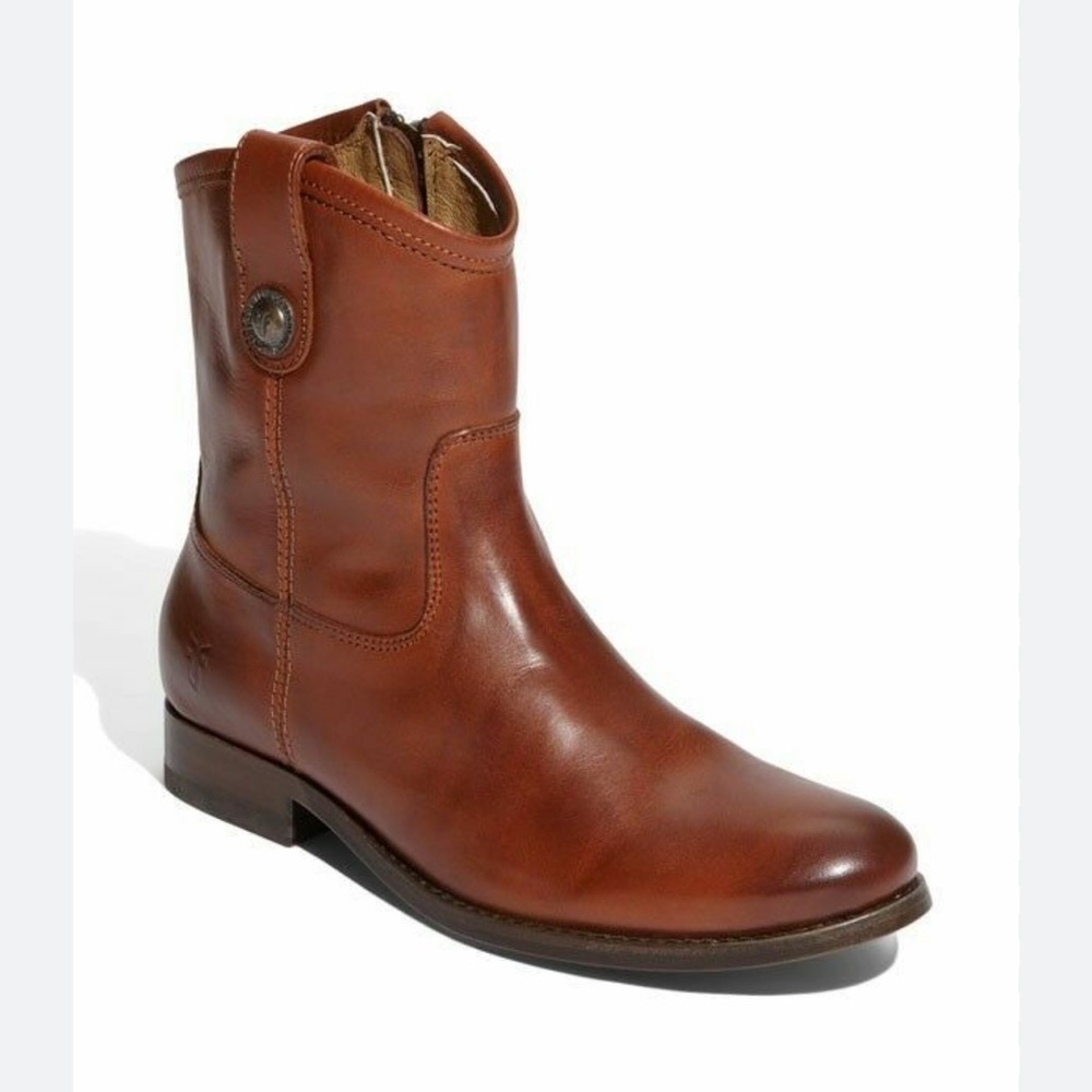 FRYE Women's Melissa Button Short Boots Brown Leather US 7.5 B